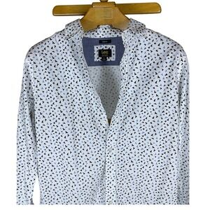 Lee Regular Fit Stretch Button Up Shirt Bird Print Mens Medium Casual Size M